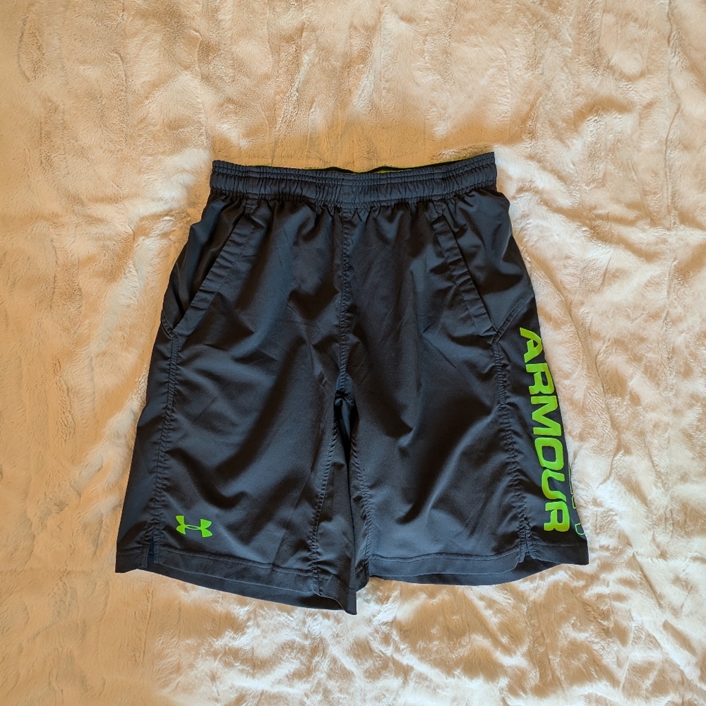 Under Armour Black and Green Athletic Shorts